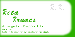 rita krnacs business card